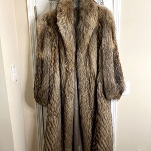 Long hair Finnish raccoon fur coat